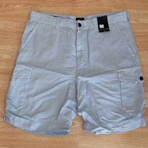 NWT Saltaire Light Blue Sahara Linen Cargo Chino Shorts 38
